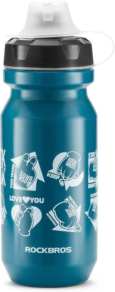 ROCKBROS Trinkflasche Auslaufsicher, Wasserflasche Einhandöffnung Sichere Verriegelung, Fahrradflasche für Radfahren, Gym, Blau