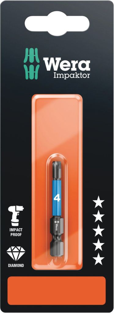 Wera 840/4 IMP DC SB SiS Hex bit 4 mm Tool steel alloyed, DLC coated F 6.3 1 pc(s)