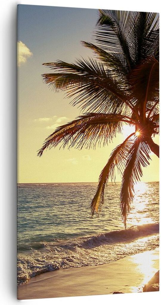 Bild auf Leinwand - Leinwandbild - Wolke exotischer Palm- Landschaft - 65x120cm - Wand Bild - Wanddeko - Leinwanddruck - Bilder - Kunstdruck - Lein...