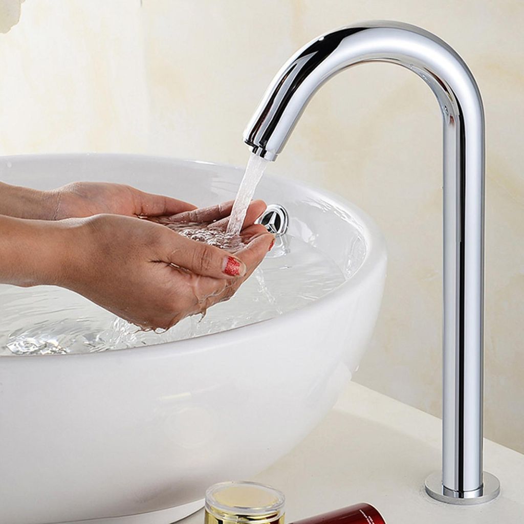 G1/2in Thread Automatic Induction Sensor Water Faucet Infrared Single Cold Tap with Control Box(Hoher Typ für Becken über der Theke mit Beckenhö...