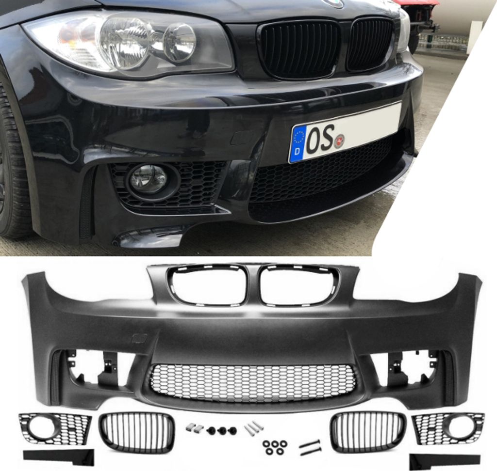 Front Stoßstange + Grill Schwarz passt für BMW 1er E81 E82 Produktbild 