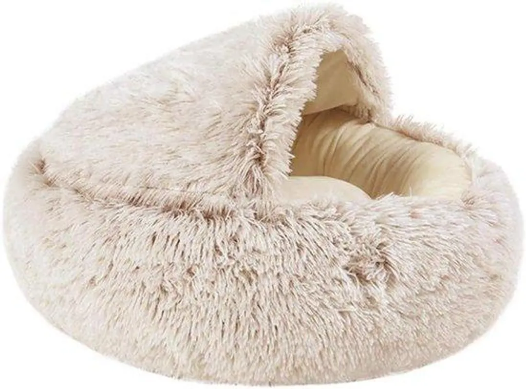Lit pour chien moelleux 50cm marron - Housse lavable en peluche douce