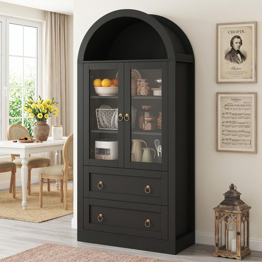 Armoire haute de 170 cm avec étagères, tiroirs et portes, Image du produit 