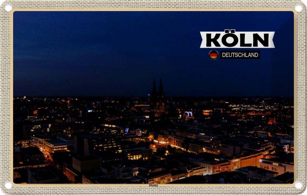 vianmo Blechschild 12x18 cm Köln Deutz Blick auf Stadt Bildmotiv Reisemotiv Abenteuer Reisen