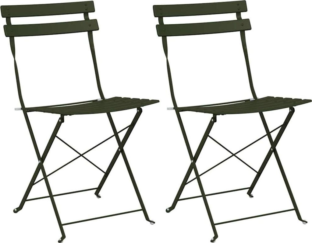 vidaXL Gartenklappstuhl 2 pcs Grün 42 x 46 x 82cm Metall