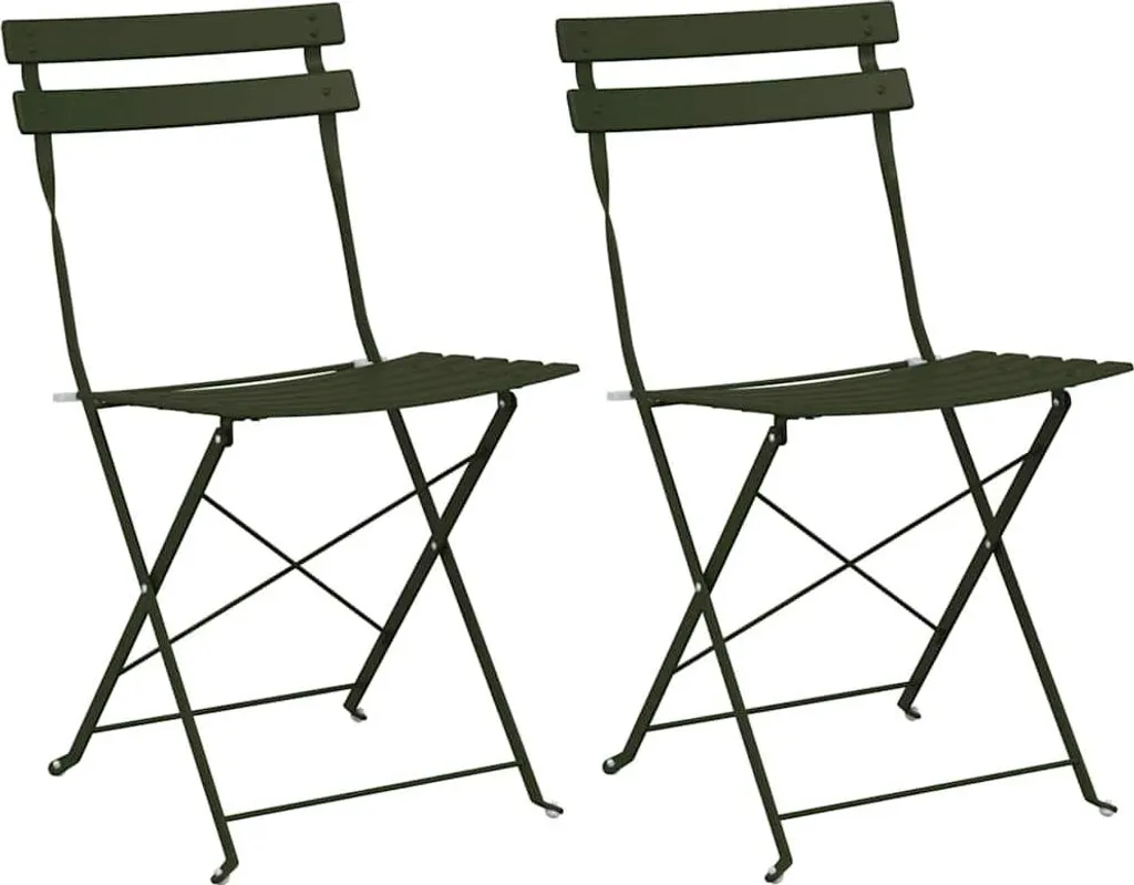 vidaXL Sedia pieghevole da giardino 2 pezzi Verde 42 x 46 x 82 cm Acciaio