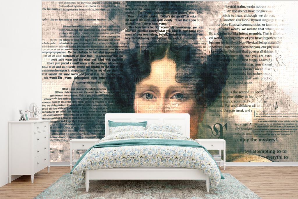 MuchoWow Fototapete für Wohnzimmer oder Schlafzimmer Wandtapete Vinyl Motivtapete Johanna Henriëtte Engelen - Dubois Drahonet - Zeitungsartikel...