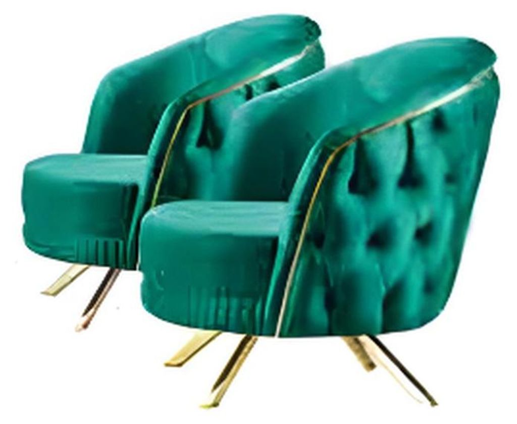 Sessel 1 Sitzer Polster Sofas Design Luxus Textil Couch Grün Lounge Club