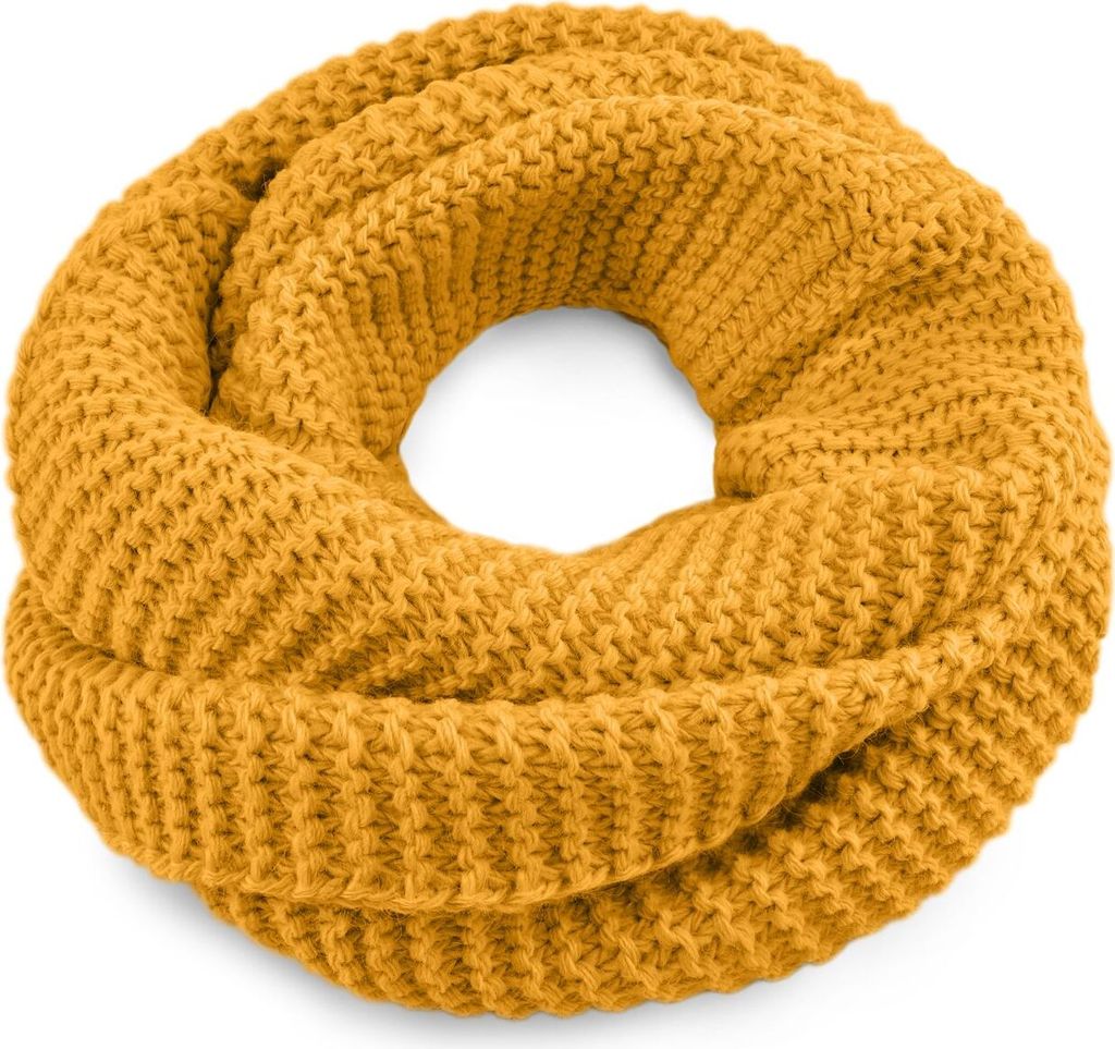 Damen Loopschal Strickschal Schlauchschal Winterschal einfarbig Neverless senfgelb unisize