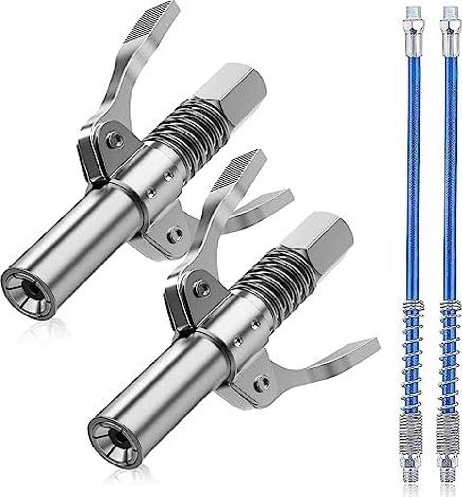 DBALL 2 Stück Fettpresse Mundstück Doppelter Griff Fettpresse Adapter G Coupler mit Schlauch 30cm für Schmiernippel Zubehör für alle Arten von...