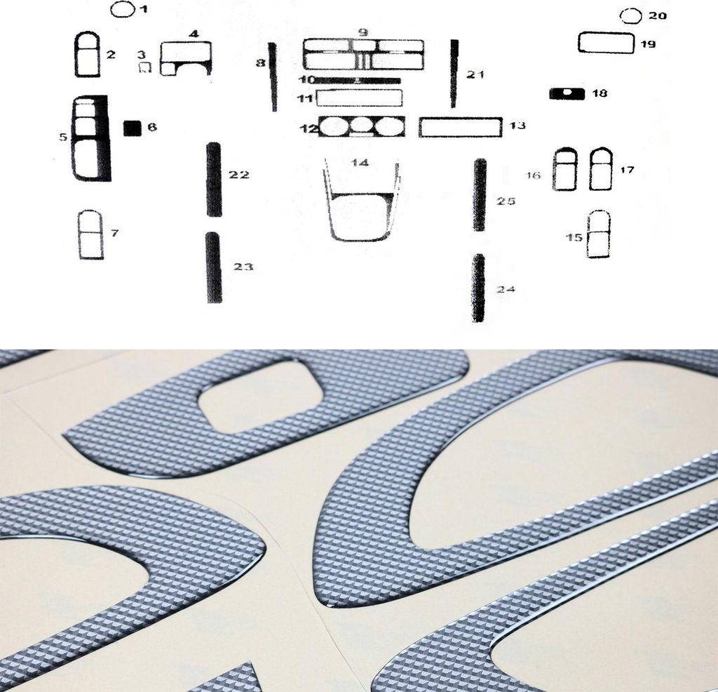 Innenraum Dekor Cockpit für VW Bora 1998-2005 Carbon Optik 25tlg