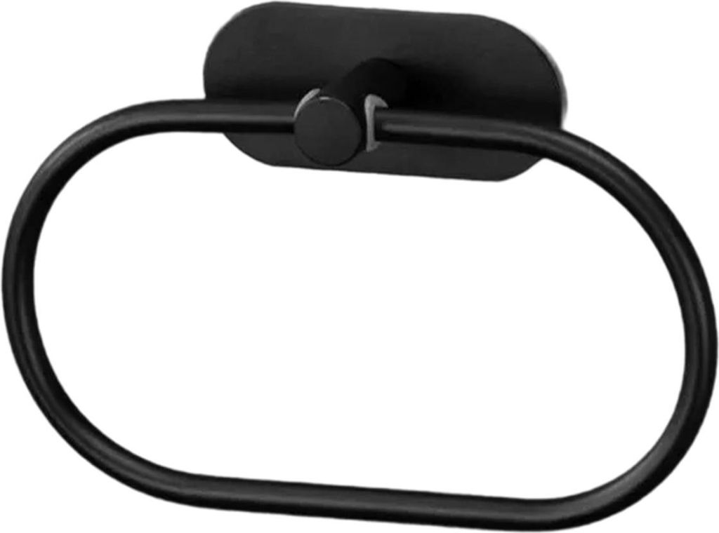 Handtuchhalter ohne Bohren, Handtuchhalter fürs Badezimmer, Hakenring, Wandmontage, zum Aufkleben – 1 Stück, Schwarz