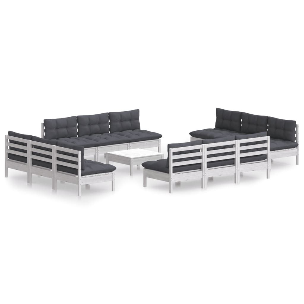 vidaXL 13-tlg. Garten-Lounge-Set mit Anthrazit Kissen Kiefernholz