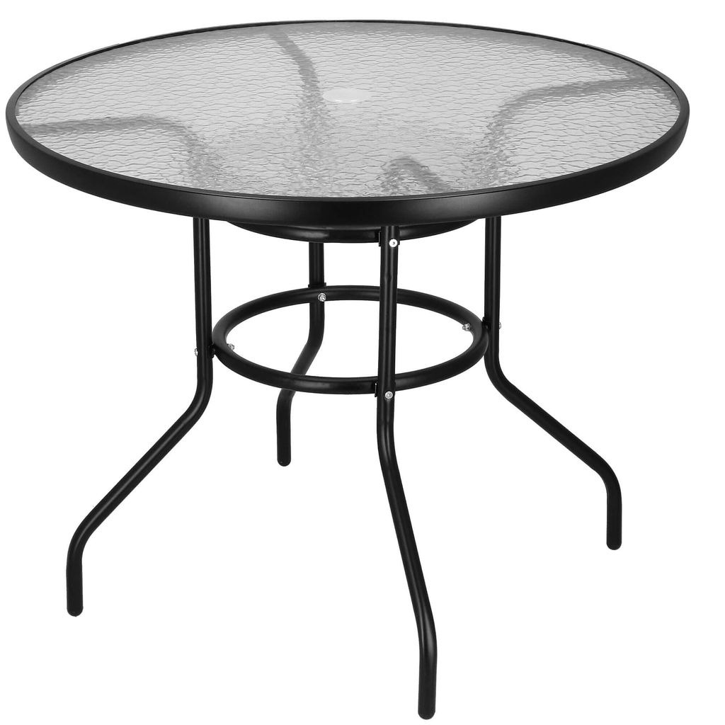 Bistrotisch Metalltisch mit Glasplatte Gartentisch mit Produktbild 