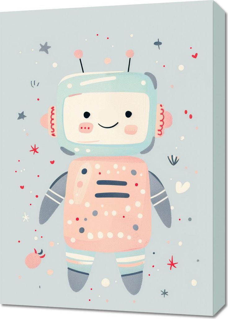 Bild 50x70cm Muster für Kinder, Mädchen und Jungen - Roboter