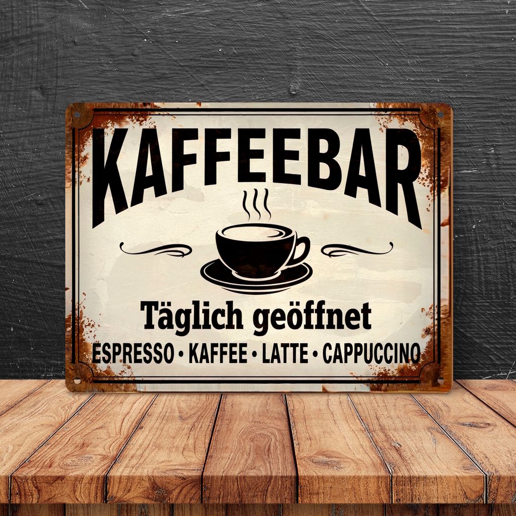 Kaffeebar Metallschild XL in 21x28 cm im Vintage-Stil Produktbild 4