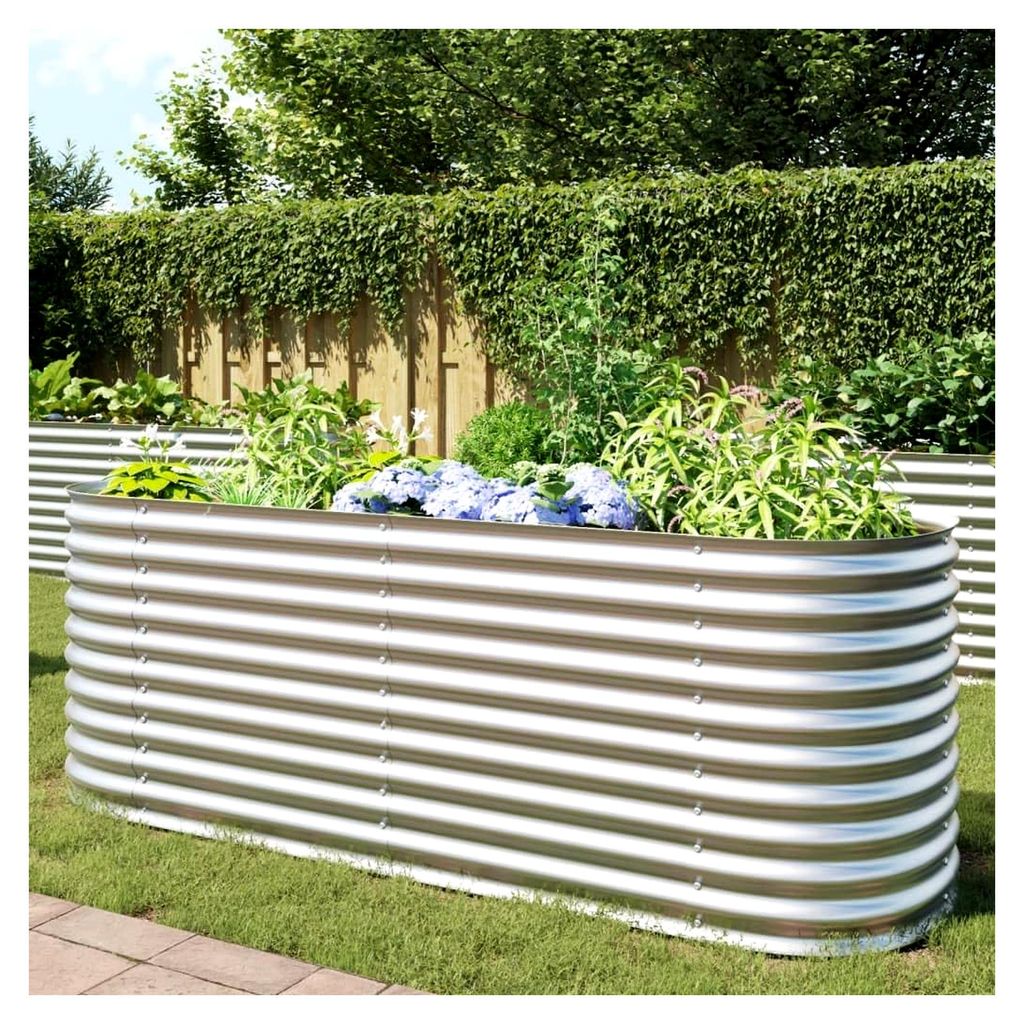 Hochbeet 240x80x81 cm aus verzinktem Stahl in Silber