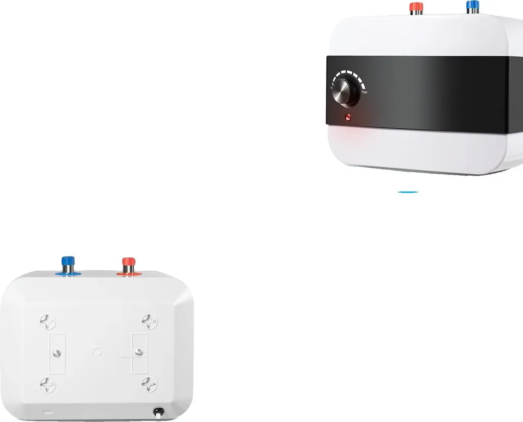 Scaldabagno, consumo energetico di 1500 W, capacità di 1,58 galloni, 12,8 x 9 x 10,63 pollici, intervallo di temperatura: 30-65°C, impermeabile IPX4