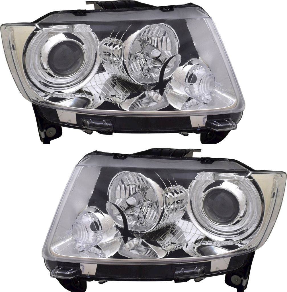 TYC Scheinwerfer Set für Jeep Compass MK49 Grand Cherokee WK2 Chrom LWR Motor H9