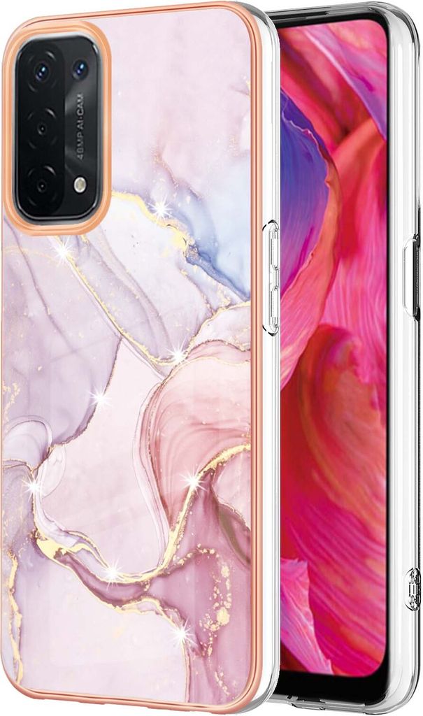 OPPO A74 5G / A93 5G / A54 5G / A93S 5G Case, WindCase Marble Pattern Hybrid Hard Back Weich TPU Bumper Protective Case Cover for OPPO A54 5G Pink