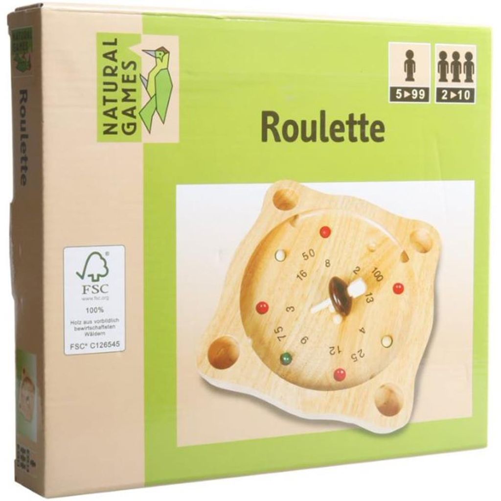 Natural Games Roulette 22 cm, Geschicklichkeitsspiel, für 2-10 Spieler, ca. 24,5x22x4 cm, ab 5 Jahren