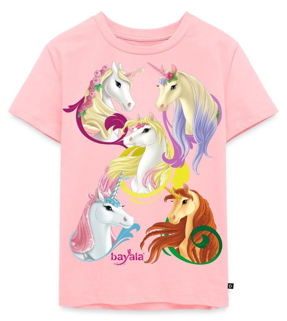 Spreadshirt Schleich Bayala Einhörner und Pegasuspferde Kinder Premium T-Shirt, 134/140 (8 Jahre), Rosa