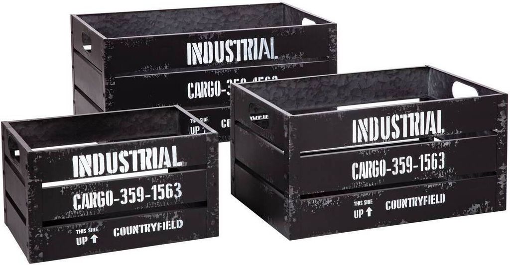 Set aus 3 steigen "indus" metall metall schwarz - Atmosphera créateur d'intérieur