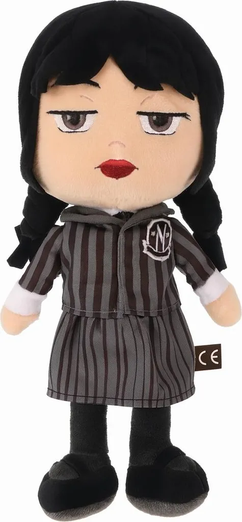 Peluche Mercredi Addams 32 cm : Déco Gothique Originale en Boîte Blanc