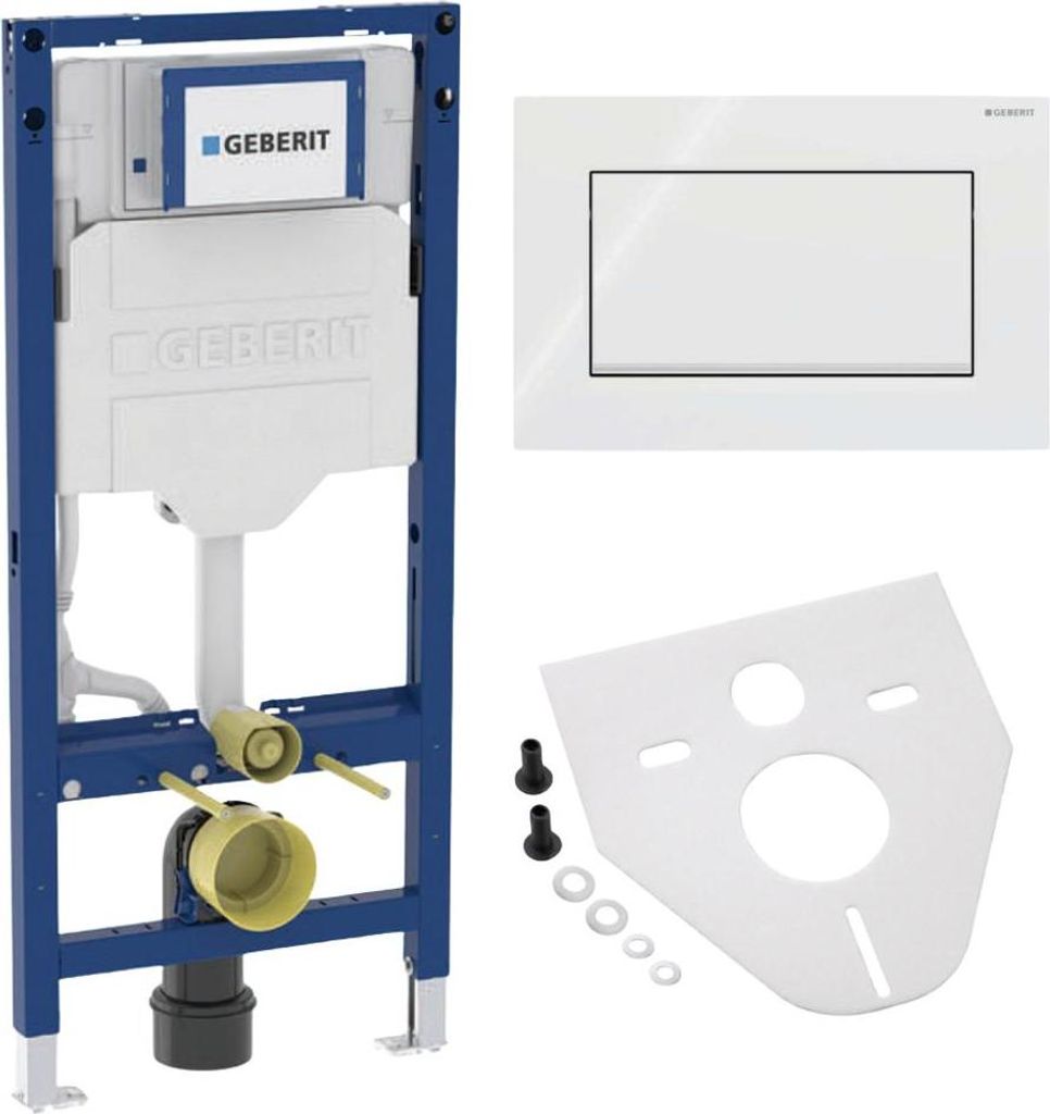 BADfabrik24 Geberit Duofix Element für Wand-WC, 112 cm, mit Sigma UP-Spülkasten 12 cm + Geberit Sigma30 Betätigungsplatte für Spül-Stopp-Spül...