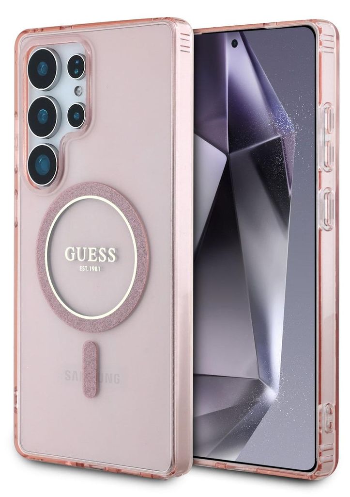 Guess Glitter Circle Classic Logo telefoonhoesje met Productafbeelding 