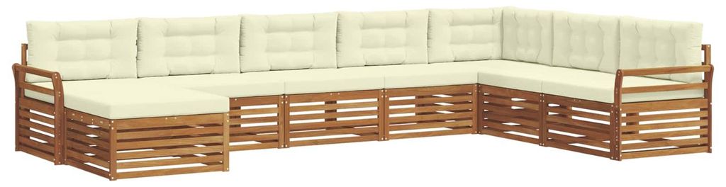 vidaXL Outdoor-Sofagarnitur 8 pcs Natur und Creme Massivholz Akazie