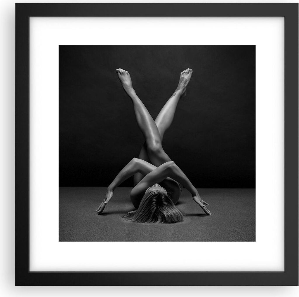Gerahmtes Poster - Schwarzer Rahmen - Frau Gymnastik Yoga - 30x30 cm - Wand Bild - Wanddeko - Wandbilder - Kunstposter - Wandposter - Bilderrahmen ...