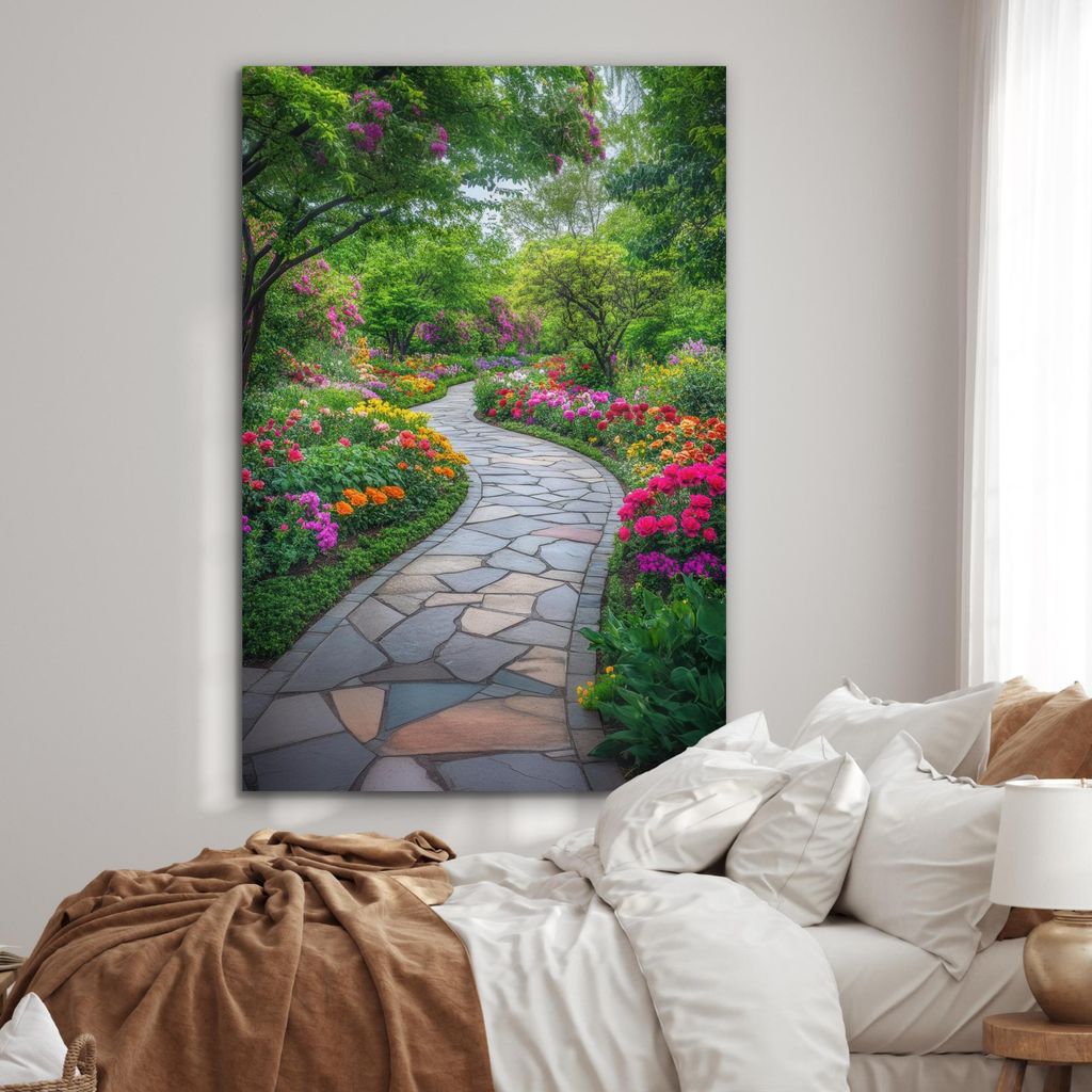 MuchoWow Wanddekoration Metall Metallbild Wandkunst 100x150 cm Park - Blumen - Garten MuchoWow Aluminium Gemälde - Bild
