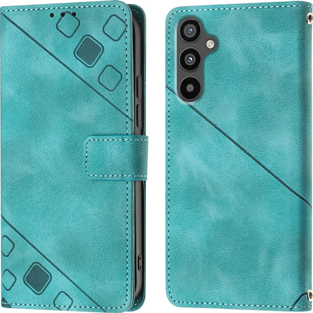 Cover Samsung A34 Verde: Custodia a Libro in Pelle con Rilievo 3D