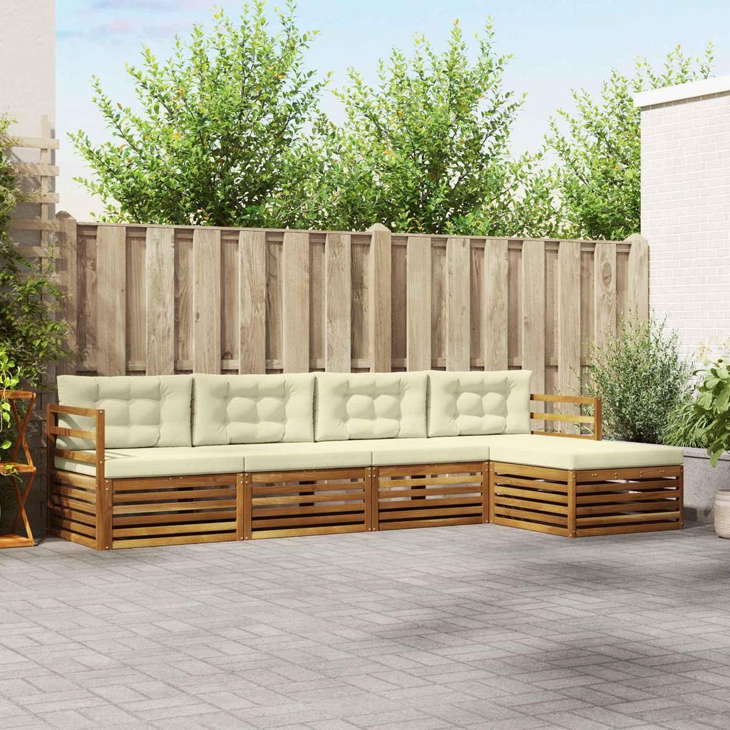"SALE 2026"Outdoor-Sofagarnitur - CLORIS - Balkonmöbe/Sitzgruppe - mit Kissen 5 pcs - Moderne Design - Natur und Creme - Gartensofas NeuMöbel132284
