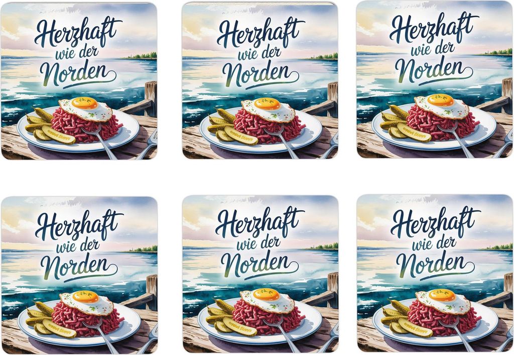 Ostsee Labskaus 6er Set Untersetzer aus Holz - Herzhaft wie der Norden