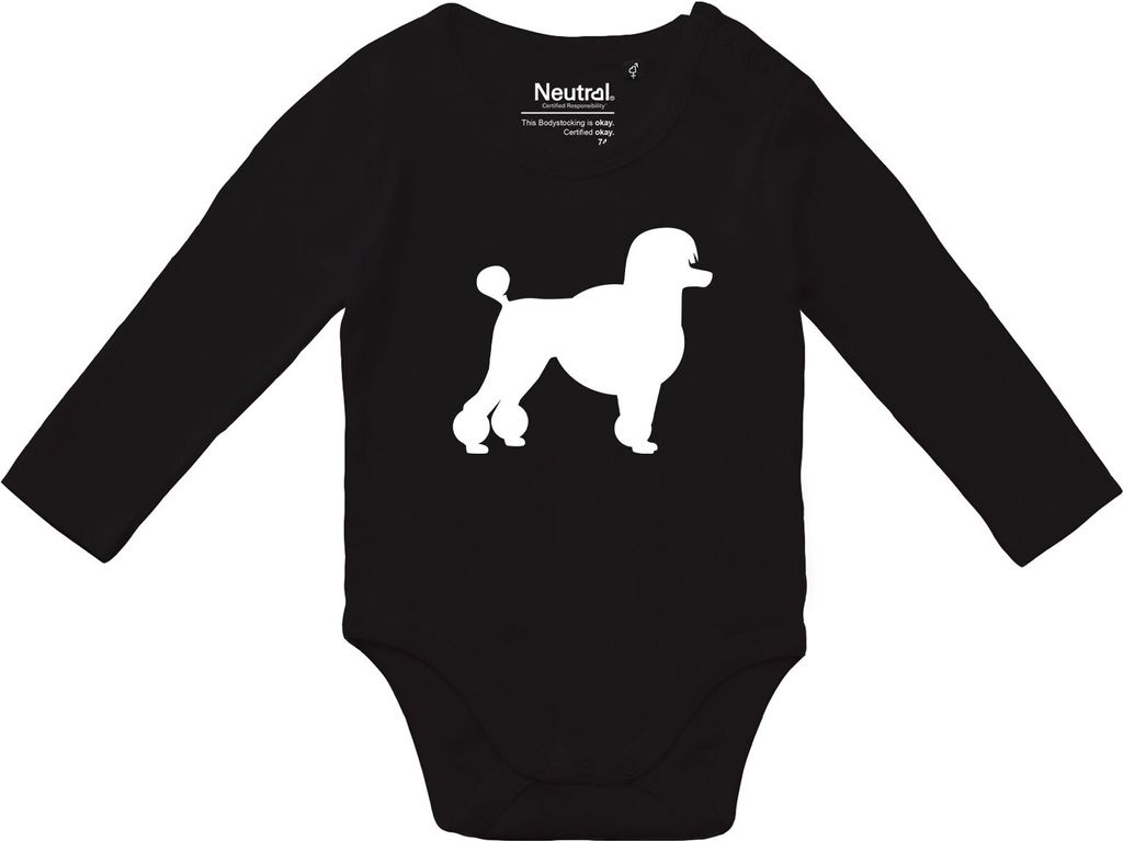 Huuraa Baby Body Pudel Silhouette 74 Black Baumwolle Fairtrade Langarmbody Geschenkidee