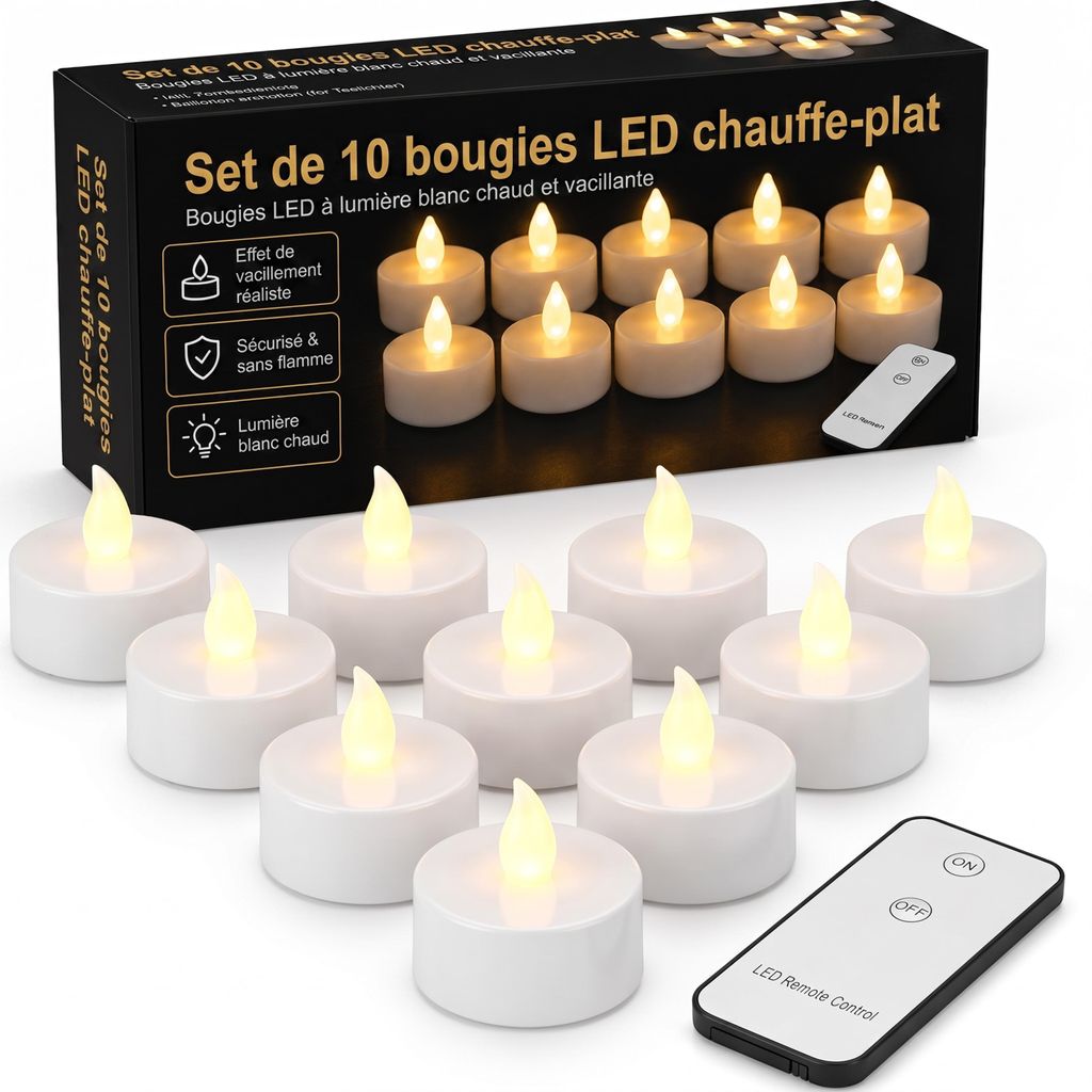MONZANA® 10x Bougie LED chauffe plat sans flamme Image du produit 