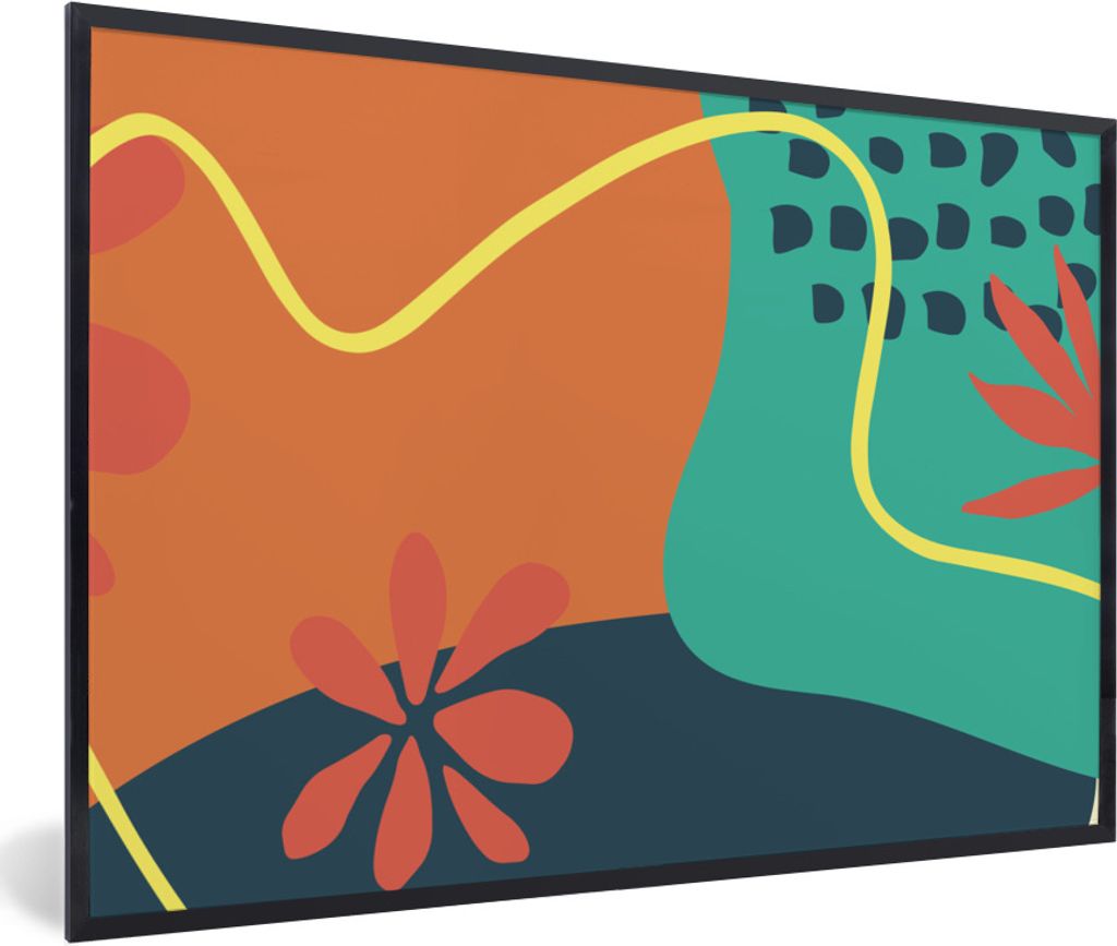 MuchoWow Gerahmtes Poster Sommer - Formen - Abstrakt 90x60 cm - Poster mit Schwarzem Bilderrahmen Wandposter Rahmen Foto Bilder - Fotorahmen - Fo...