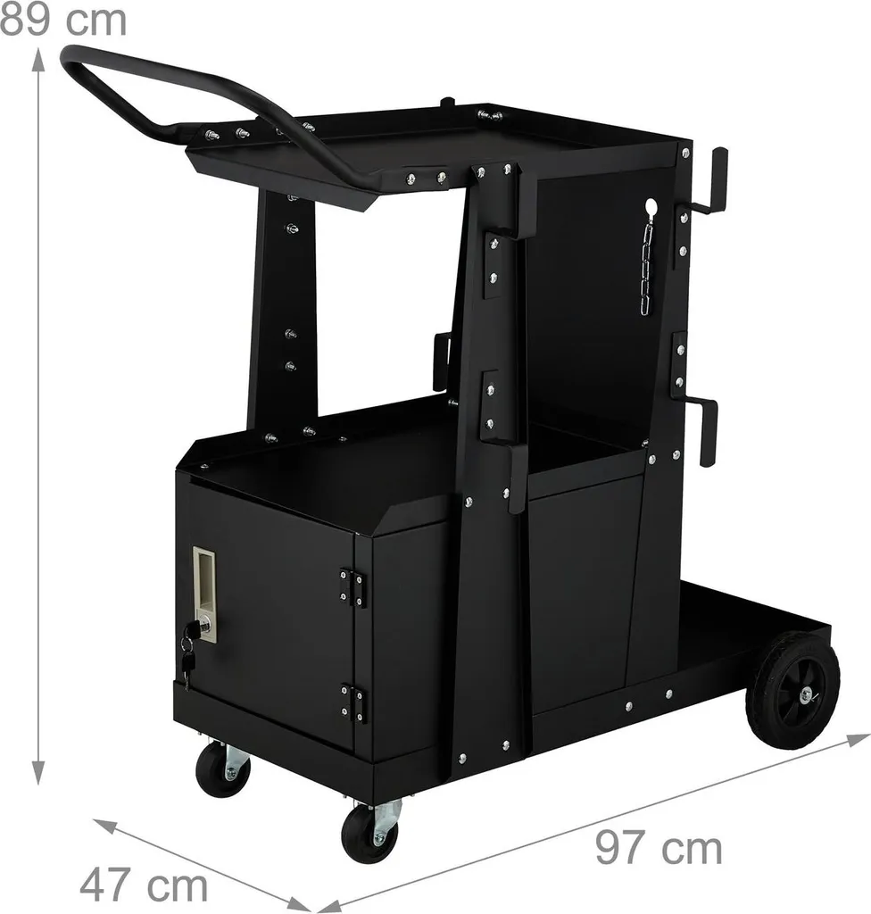 Chariot poste à souder mobile avec placard de rangement 3 étagères - 4
