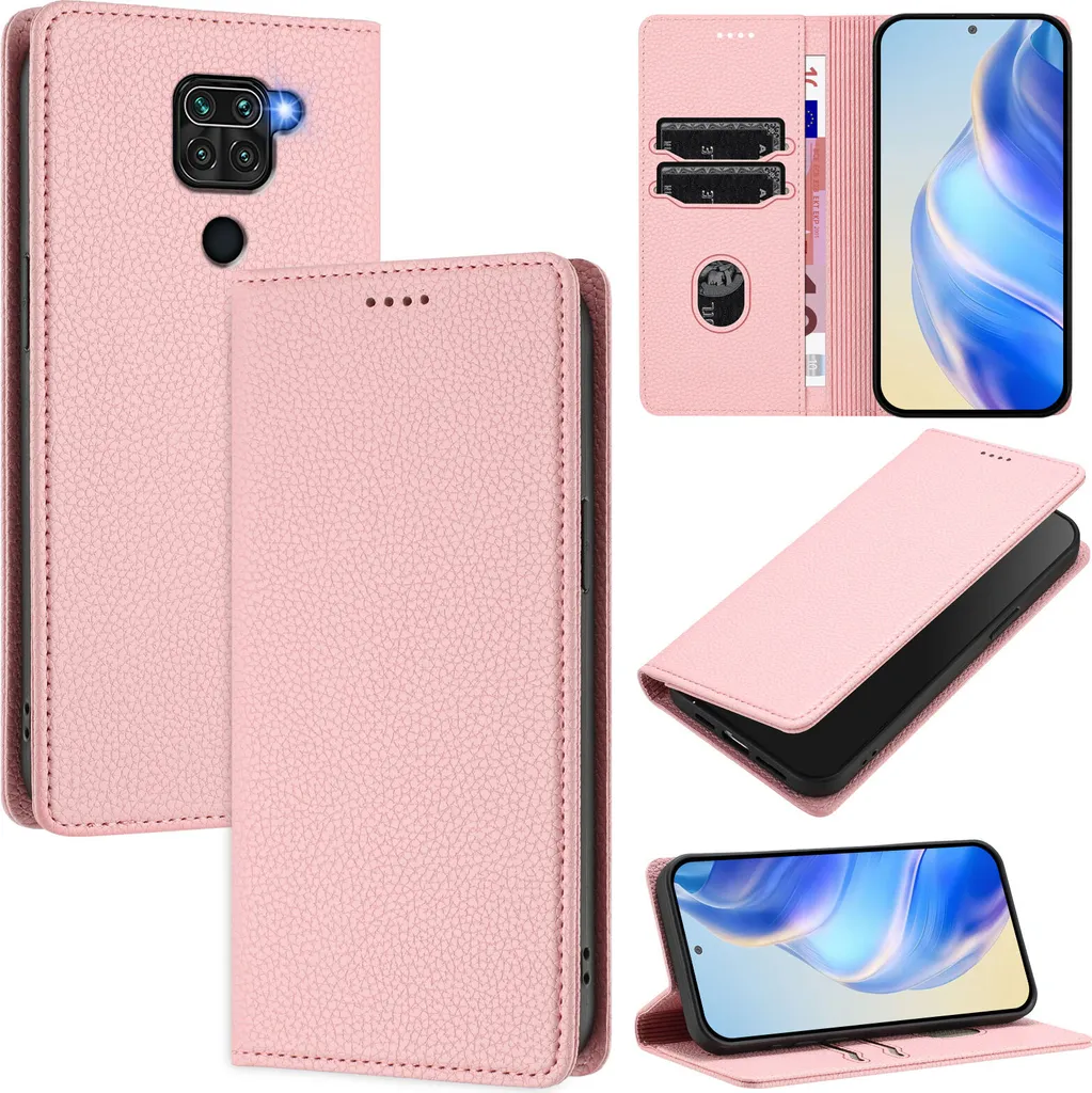 Custodia Xiaomi Redmi Note 9 Rosa con Supporto e Slot Carte - Sicura
