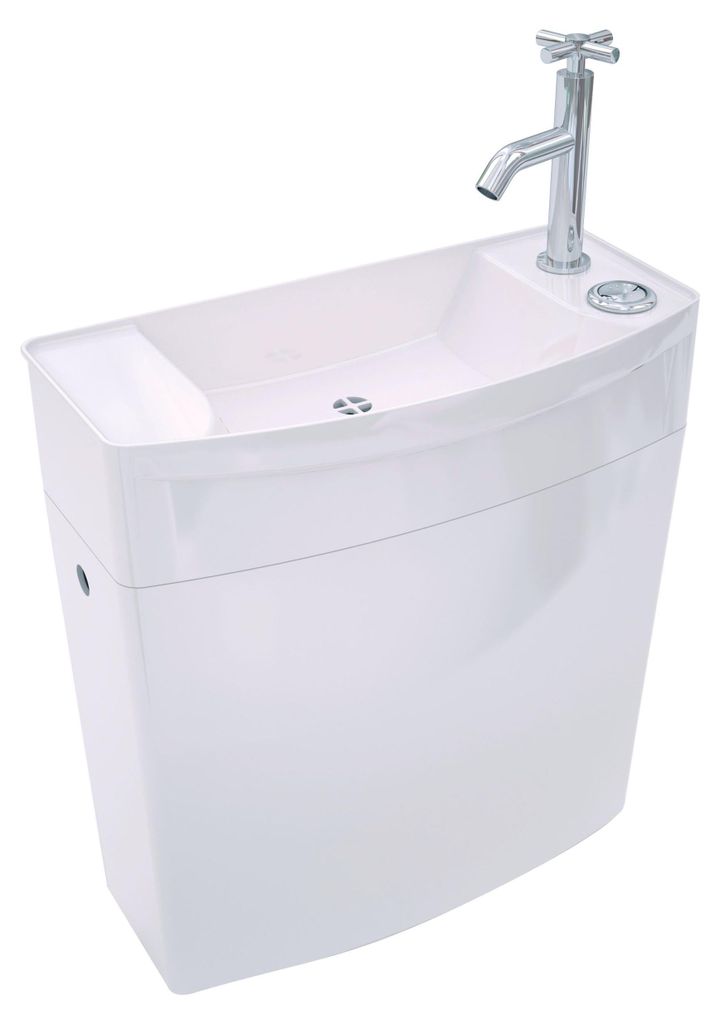 Spülkasten mit Waschbecken, 3/6 L, Keramik, Weiß, 412x380x180 mm