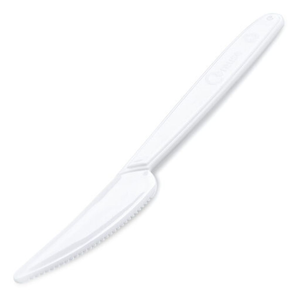 100x Mehrweg Messer 18,5 cm weiß wiederverwendbar 125 Waschzyklen PP