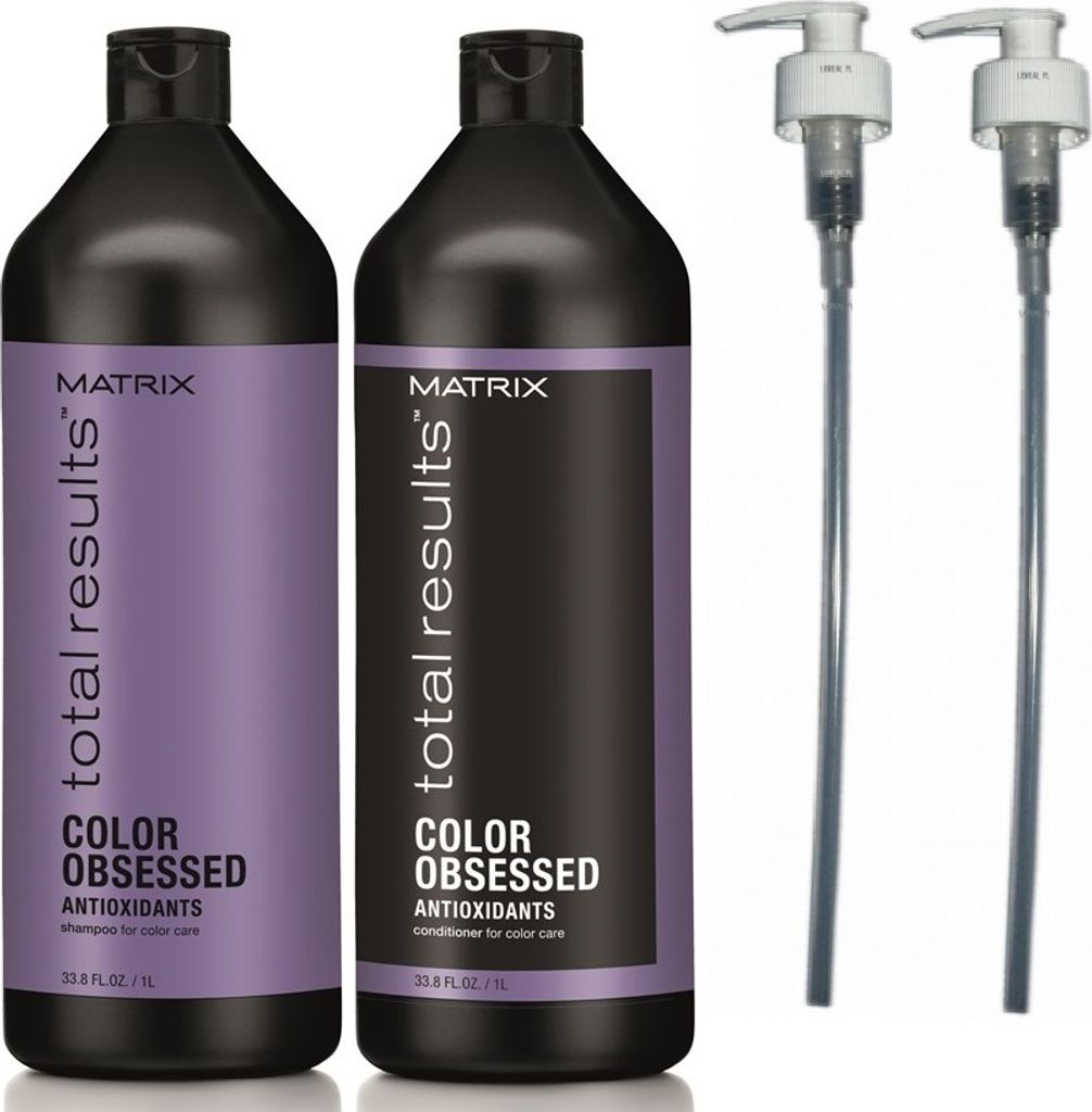 Matrix Total Results Color Obsessed Shampoo 1000ml + Conditioner 1000ml + 2x Pumpe