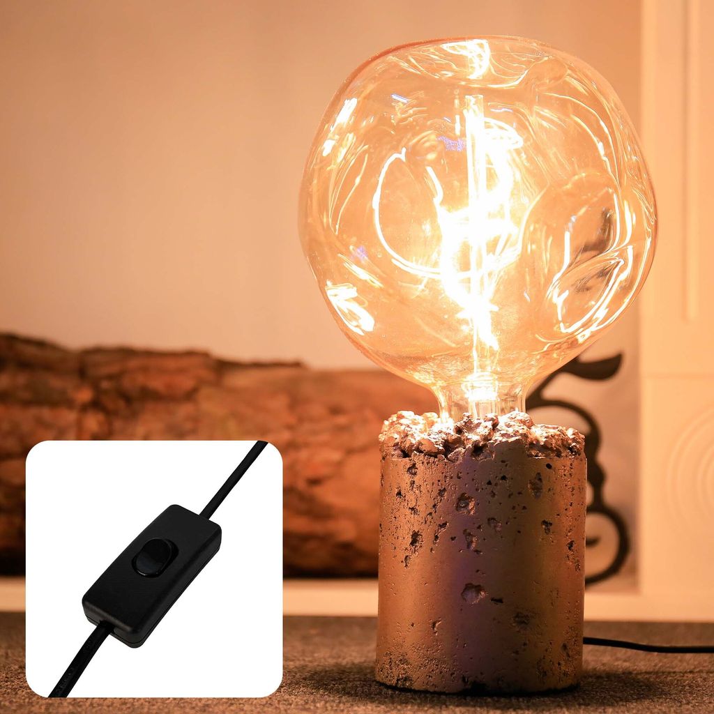 Sockel Kupferfarb. Lampe E27 Leuchte Zement Beton Deko Design modern Tischlampe