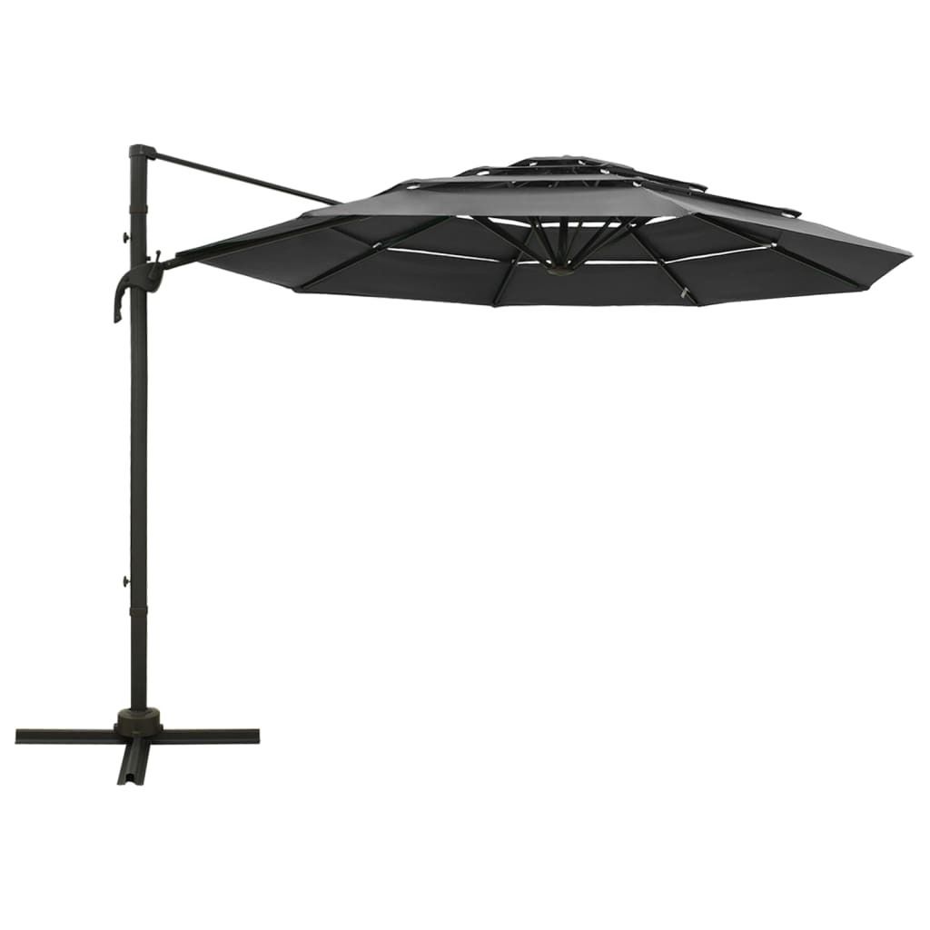 vidaXL Parasol z aluminiowym słupkiem 4-warstwowy antracyt Zdjęcie produktu 