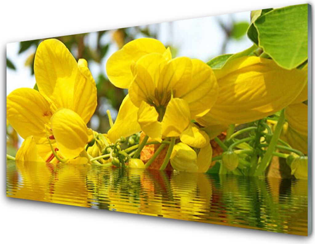 Küchenrückwand aus Glas 100x50cm Spritzschutz Blumen Pflanzen