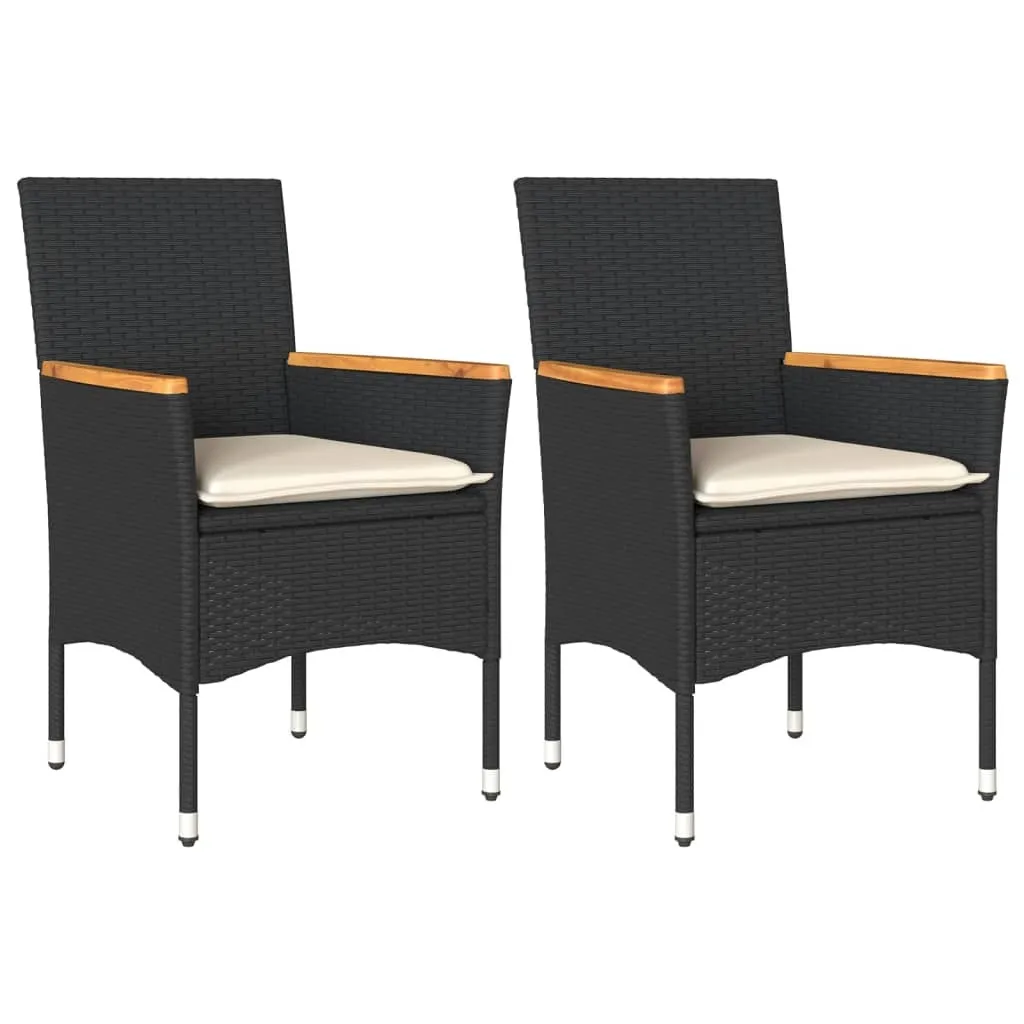 Arredo Giardino vidaXL: Set 2 Sedie Nere Polirattan con Cuscini