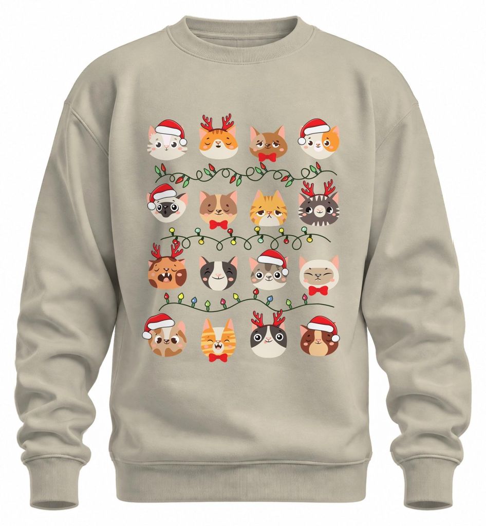 Suéter navideño uni con motivos de gatos, ideal para el Imagen del producto 