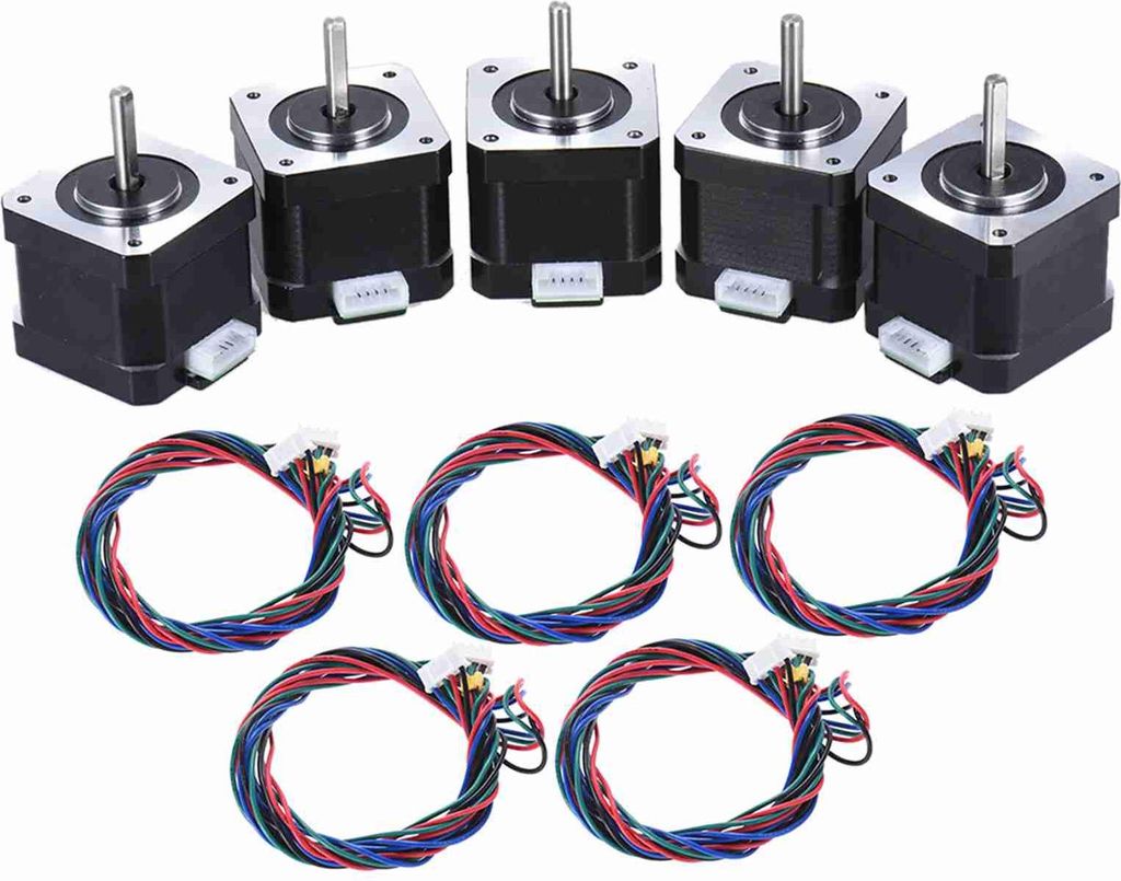 5 Stück Nema 17 Schrittmotor-Antriebssteuerung 2 Phasen 1,8 Grad 0,9 A 0,4 N.M 42 mm mit Anschlusskabel 3D-Drucker/CNC-Zubehör-Ersatz